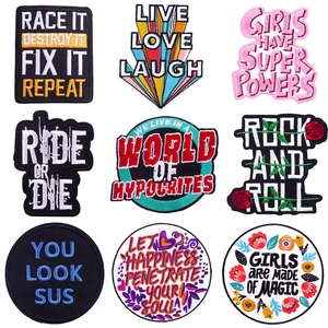 Punk Rock Letter Embroidery Patches Iron On Heat Adhesive DIY Applique For Jackets Bags Clothing Decoration
