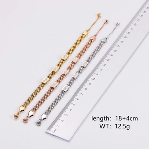 Three-color mesh stainless steel bracelets in gold, rose gold and silver, 18+4cm length