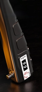 Macro detail of mechanical counter on professional matte black hand grip strengthener