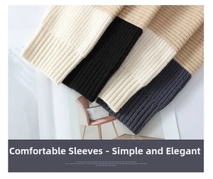 Close-up of ribbed cuffs on several colors of men's cable knit sweaters