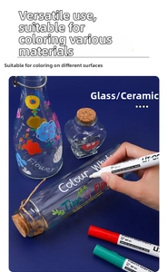 White oil-based paint marker writing on glass surface for DIY art and car touch-up