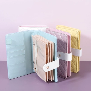 Multi-color quilted PU leather jewelry travel organizer binder with binder rings