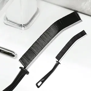 Narrow crevice cleaning brush with stiff bristles for bathroom tile and kitchen sink tracks