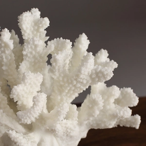 Modern white resin coral sculpture decor for minimalist living room and office shelves
