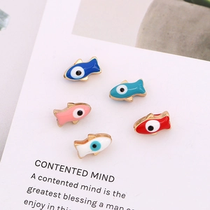 Fish Evil Eye Charms Alloy Resin Enamel Colorful For DIY Necklace Bracelet Making Creative Protective Amulet