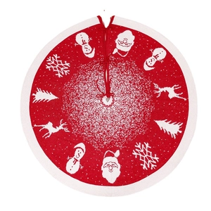 Jupe de sapin de Noël tricotée rouge et blanc 120cm avec motifs Père Noël et élan