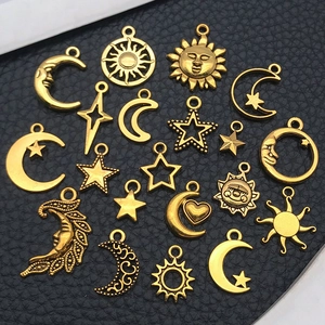 20pcs antique gold celestial sun moon and star pendants for DIY jewelry making
