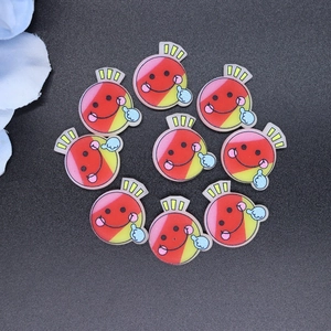 Colorful resin smile face charms in red, yellow, and pink for DIY crafts decoration