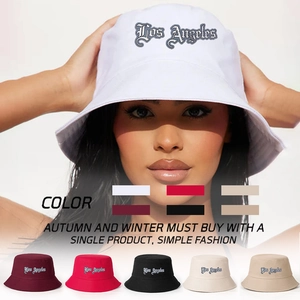 Los Angeles Letter Printed Bucket Hat Polyester Breathable Outdoor Sun Protection Streetwear For Women Men