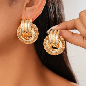 Orecchini Geometrici Rotondi Cavi In Rete Con Perno In Argento Sterling 925 Gioielli Di Moda Chic Per Donne