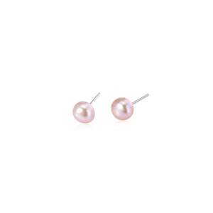 Minimalist 925 sterling silver stud earrings with natural pink freshwater pearls