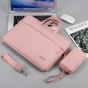 Set borsa rosa per laptop da 14 pollici con custodia per accessori e tracolla regolabile