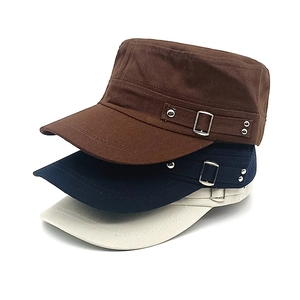 Berretto Cadet In Cotone Poliestere Stile Militare Cappello Piatto Con Fibbia In Metallo Regolabile Tinta Unita Sole Per Uomo Donna