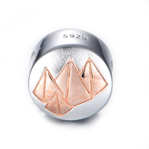 Perle charm géométrique en argent S925 avec finitions argent et or rose poli