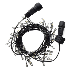 Catena luminosa a LED stellata con filo nero e micro lampadine per decorazione albero Natale