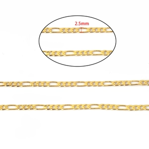 2.5mm gold-tone curb chain with flat double-sided grinding for DIY jewelry making