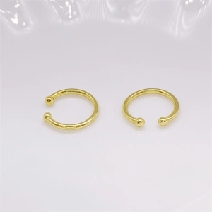 Polished S925 sterling silver gold C-shaped cuff earrings with ball details for men and women