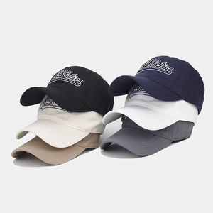 Detail of multi-color retro baseball caps with premium Athletics 3D embroidery textures