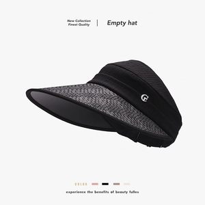 Women Summer Sun Visor Hat Paper Straw Fabric Wide Brim High UV Protection Breathable Adjustable Outdoor Beach Fashion