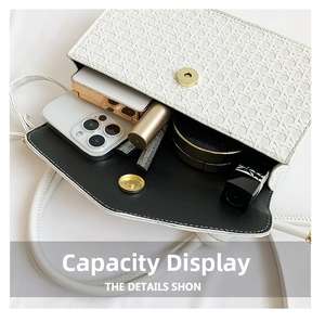 Interior view showing the large storage capacity for essentials in the white woven bag