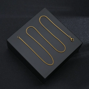 Minimalist 2mm gold stainless steel box chain necklace with lobster clasp for women