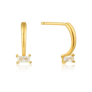Simple Geometric Square Zirconia Stud Earrings With 925 Sterling Silver Earring Post Copper J-Shape Earrings For Women Jewelry