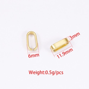 Golden stainless steel pendant clasp connector shown with dimensions 11.9mm by 6mm