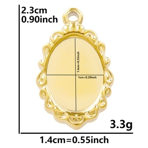 Pendentif ovale en acier inoxydable 304 doré 18k pour bijoux DIY, hauteur de 2,3 cm