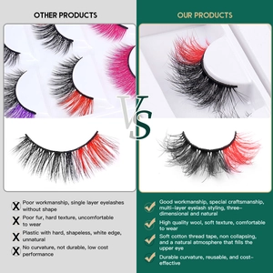 Faux mink colored eyelashes with multi-layer volume and soft cotton band features