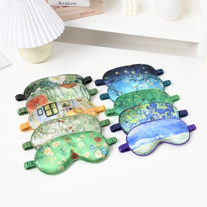 Sleep Eye Mask Van Gogh Oil Painting Pattern Soft Imitation Satin Blackout Blindfold For Sleeping Traveling Office