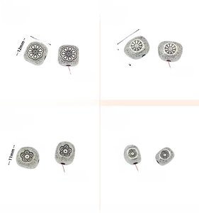 Detailed size chart for vintage silver spacer beads including dimensions and hole sizes