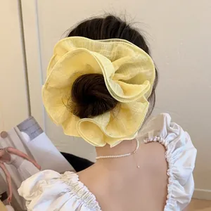 Oversized Chiffon Mesh Scrunchie Multi Layered Pleated Hair Tie Korean French Style Ponytail Holder For Women