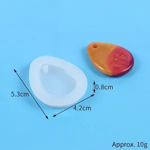 Detailed size view of water drop silicone mold for DIY resin heart shaped pendants