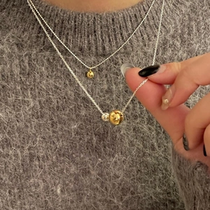925 Sterling Silver Necklace With Bi-Color Round Ball Pendants Minimalist Dainty Polished Jewelry For Women