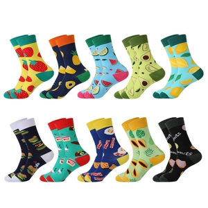 Crew Socks Cotton Blend Creative Fruit Food Pattern Trendy Breathable Colorful Fun Mid Calf Unisex Men Women