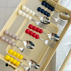 Hawthorn berry shaped ceramic handle stainless steel spoon and fork cutlery set in various colors
