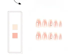 Detail of pink gradient press-on nails with silver rhinestones and French tip design