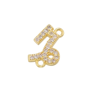Detailed view of gold plated micro-paved zircon zodiac charm connector for DIY jewelry making