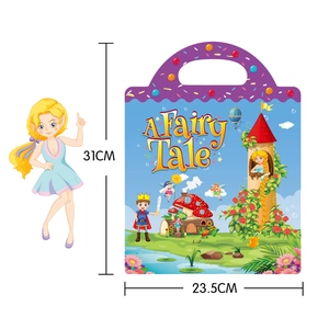 Reusable fairy tale sticker book for kids featuring castle and princess themes, size 31x23.5cm