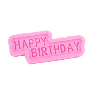 Pink silicone Happy Birthday letter mold for fondant cake decorating and baking
