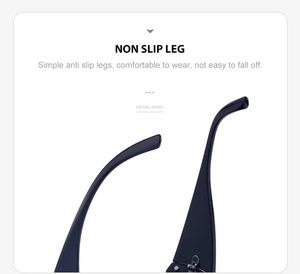 Detail view of glossy black non-slip glasses legs for comfortable Y2K sunglasses
