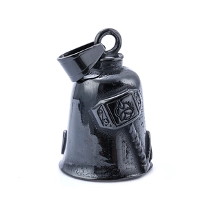 Vintage Viking Thor's Hammer Mjölnir design on a black stainless steel bell pendant