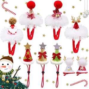 Pet Christmas Hat Adjustable Dog Cat Headwear Festive Antlers Lace Sequin Costume Accessories Holiday Party Outfits