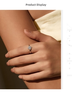Close-up of rose gold clover ring with pavé stones worn on finger