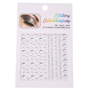 3D Self-adhesive face and nail jewels with heart and round crystals for DIY makeup