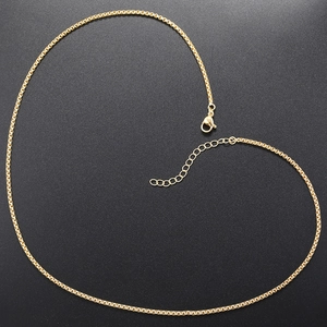Box Chain Necklace 18K Gold Plated Brass Finished Adjustable Chain With Lobster Clasp Simple Fashion For Women