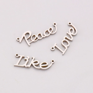 Pendentifs en acier poli Love Peace et Like pour la création de colliers DIY personnalisés