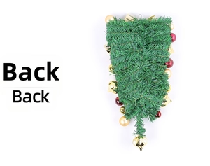 Detailed back view of a Christmas teardrop swag with pine needles and gold ornaments