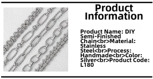 Macro view of various DIY stainless steel chain links for jewelry making projects