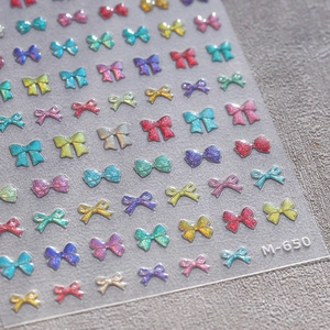 Nail Art Stickers 3D Embossed Bow-knot Glitter Holographic Laser Colorful Adhesive Manicure Decoration DIY